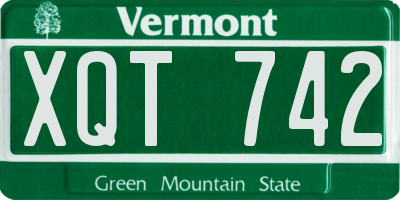 VT license plate XQT742