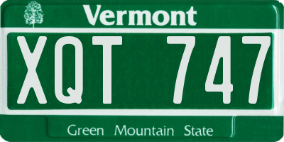 VT license plate XQT747