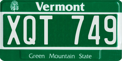 VT license plate XQT749