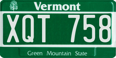 VT license plate XQT758