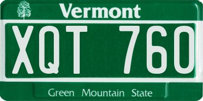 VT license plate XQT760