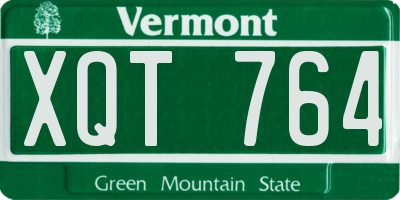 VT license plate XQT764