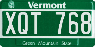 VT license plate XQT768