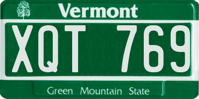 VT license plate XQT769
