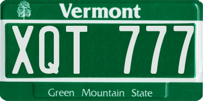 VT license plate XQT777