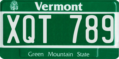 VT license plate XQT789