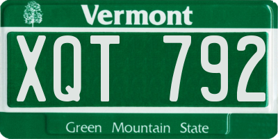 VT license plate XQT792