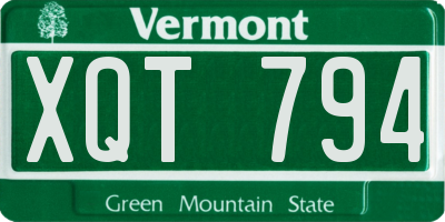 VT license plate XQT794