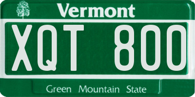 VT license plate XQT800