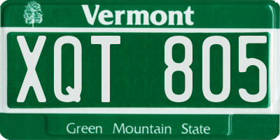 VT license plate XQT805