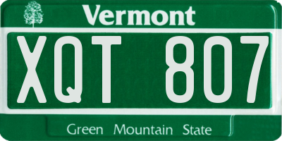 VT license plate XQT807