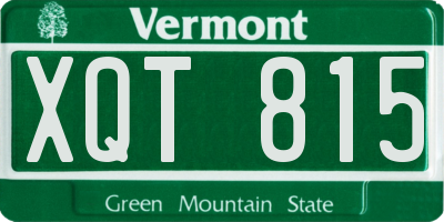 VT license plate XQT815
