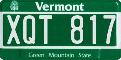 VT license plate XQT817