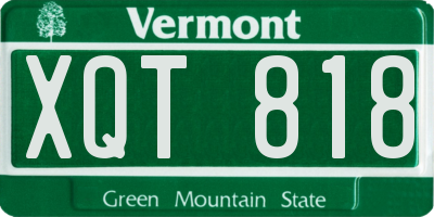 VT license plate XQT818