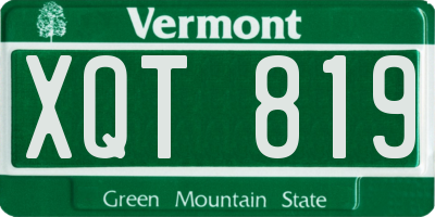 VT license plate XQT819