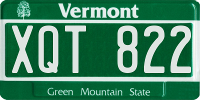 VT license plate XQT822