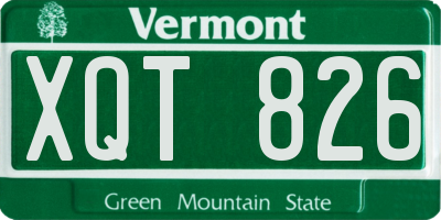 VT license plate XQT826