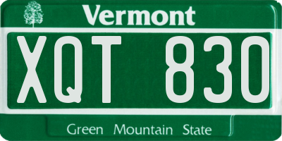 VT license plate XQT830