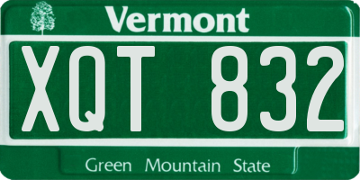 VT license plate XQT832