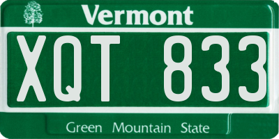 VT license plate XQT833