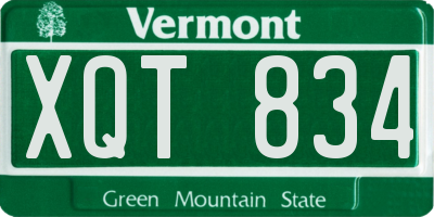 VT license plate XQT834