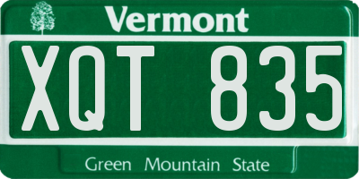 VT license plate XQT835