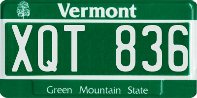VT license plate XQT836