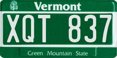 VT license plate XQT837