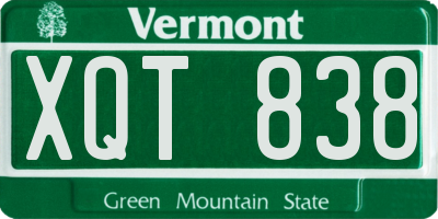 VT license plate XQT838