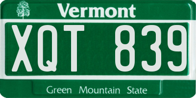 VT license plate XQT839