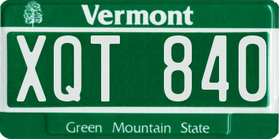 VT license plate XQT840