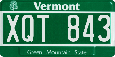 VT license plate XQT843