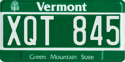VT license plate XQT845