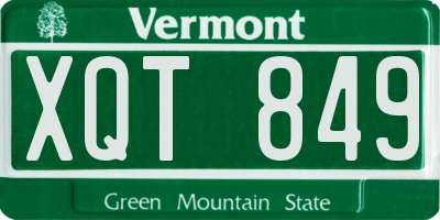 VT license plate XQT849