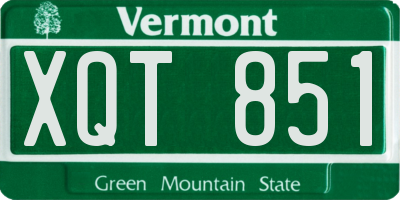 VT license plate XQT851