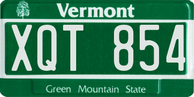 VT license plate XQT854