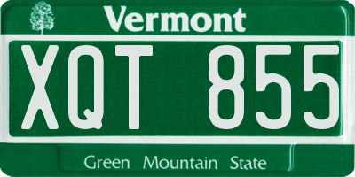 VT license plate XQT855
