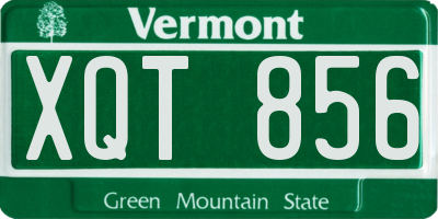 VT license plate XQT856