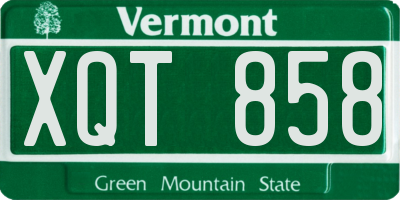 VT license plate XQT858