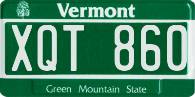 VT license plate XQT860