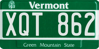 VT license plate XQT862