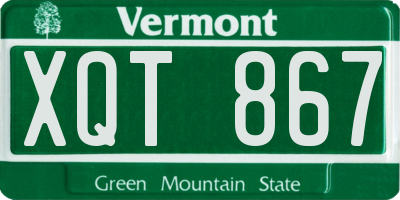 VT license plate XQT867