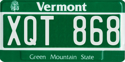 VT license plate XQT868