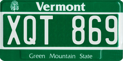 VT license plate XQT869