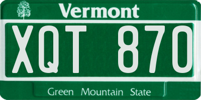 VT license plate XQT870