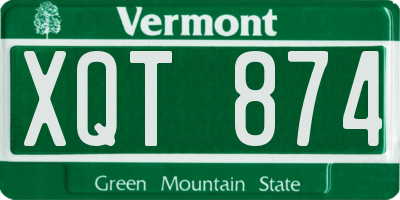 VT license plate XQT874