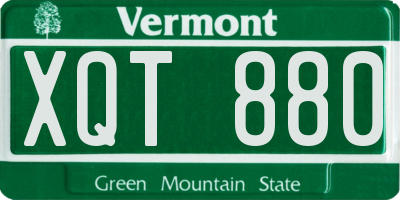 VT license plate XQT880