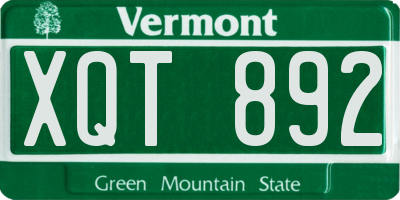VT license plate XQT892