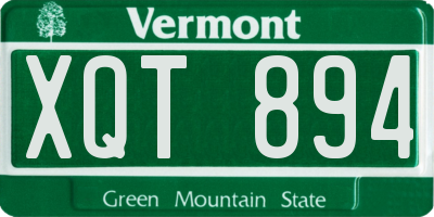 VT license plate XQT894