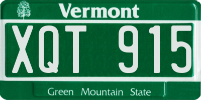 VT license plate XQT915